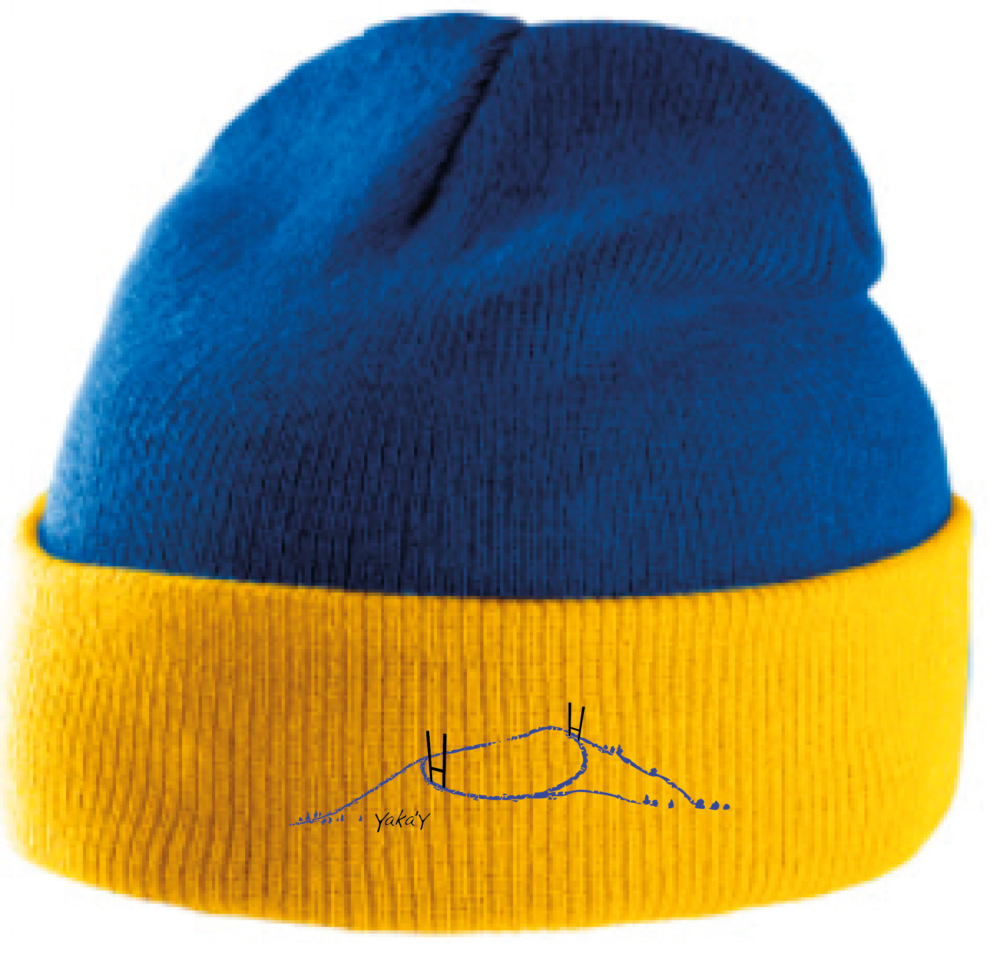 Bonnet jaune et bleu rugby