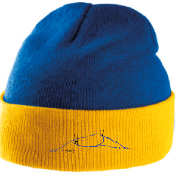 Bonnet jaune et bleu rugby